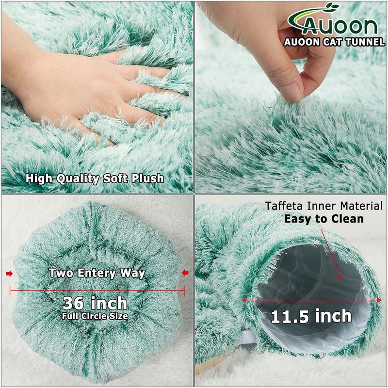 AUOON Cute Cat Donut Tunnel - Round Cat Tunnel Bed with Washable Cushion Interactive Cat Toy for Indoor Cats Kitten Kitty Puppy Rabbit Ferret (Pink) - Image 3